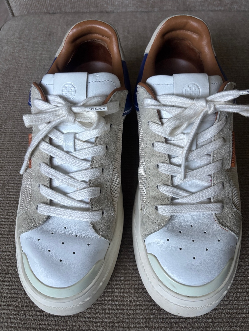 Tory Burch White & Tan Leather Sneaker
